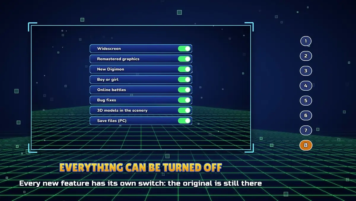 All eight Definitive Edition feature switches shown on in the English trailer menu