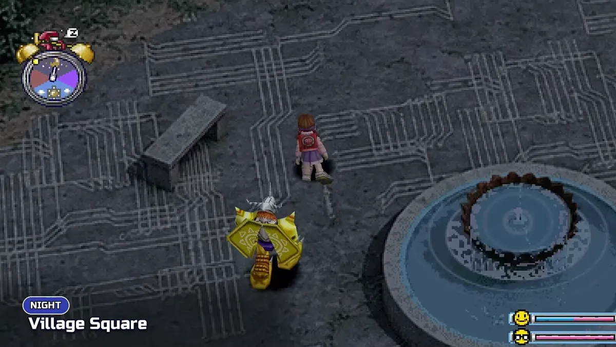 Village Square at Night with circuit-pattern paving shown in the DWDE new maps trailer segment