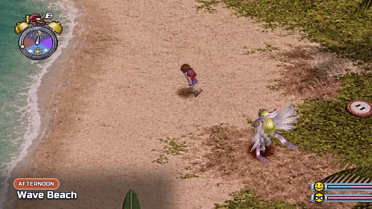Wave Beach Afternoon shoreline walk with Angewomon in the Definitive Edition trailer